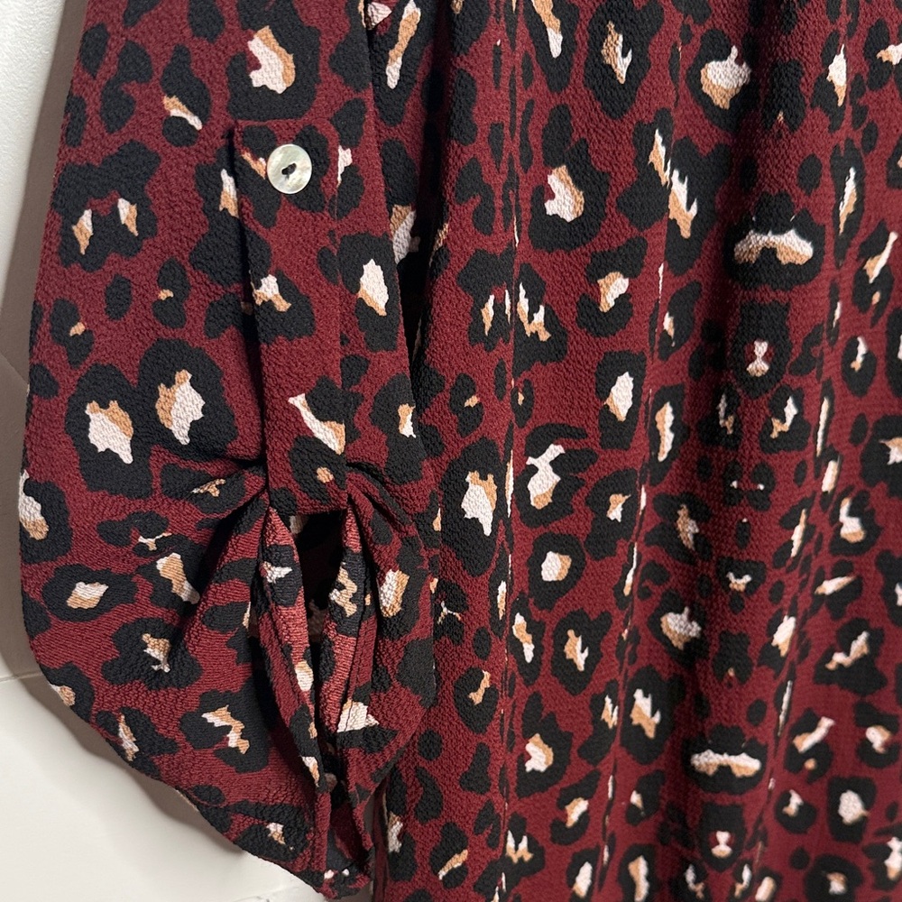 Entro Burgundy Black Leopard Print Dress - Picture 4 of 10